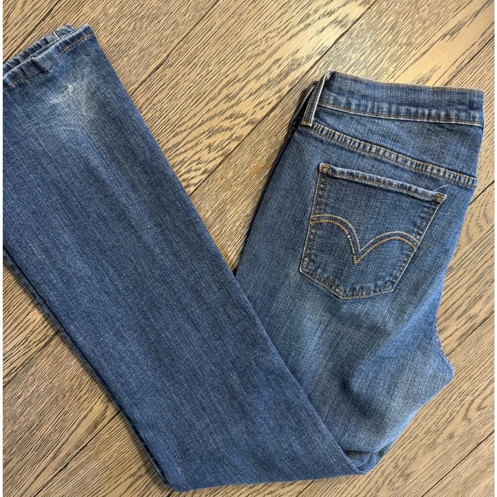 Levi's Women's Blue Denim Stretch 515 Boot Cut Jeans Dark Wash Size 12 L - Picture 5 of 7